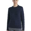 Outdoor Clothing ICEBREAKER | Icebreaker W Merino Cable Crew Sweater Midnight Navy