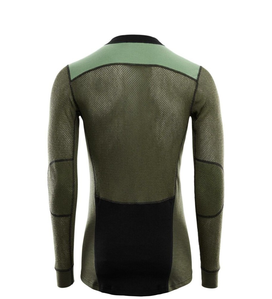 Outdoor Clothing ACLIMA | Aclima Woolnet Hybrid Crew Neck Men Jetblack/Olive/Dill