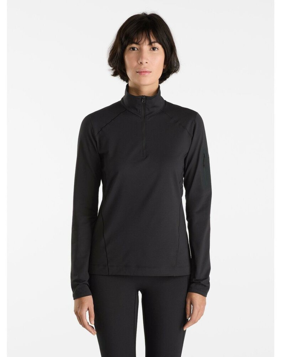 Outdoor Clothing ARCTERYX | Arcteryx Rho Lt Zip Neck Women Black