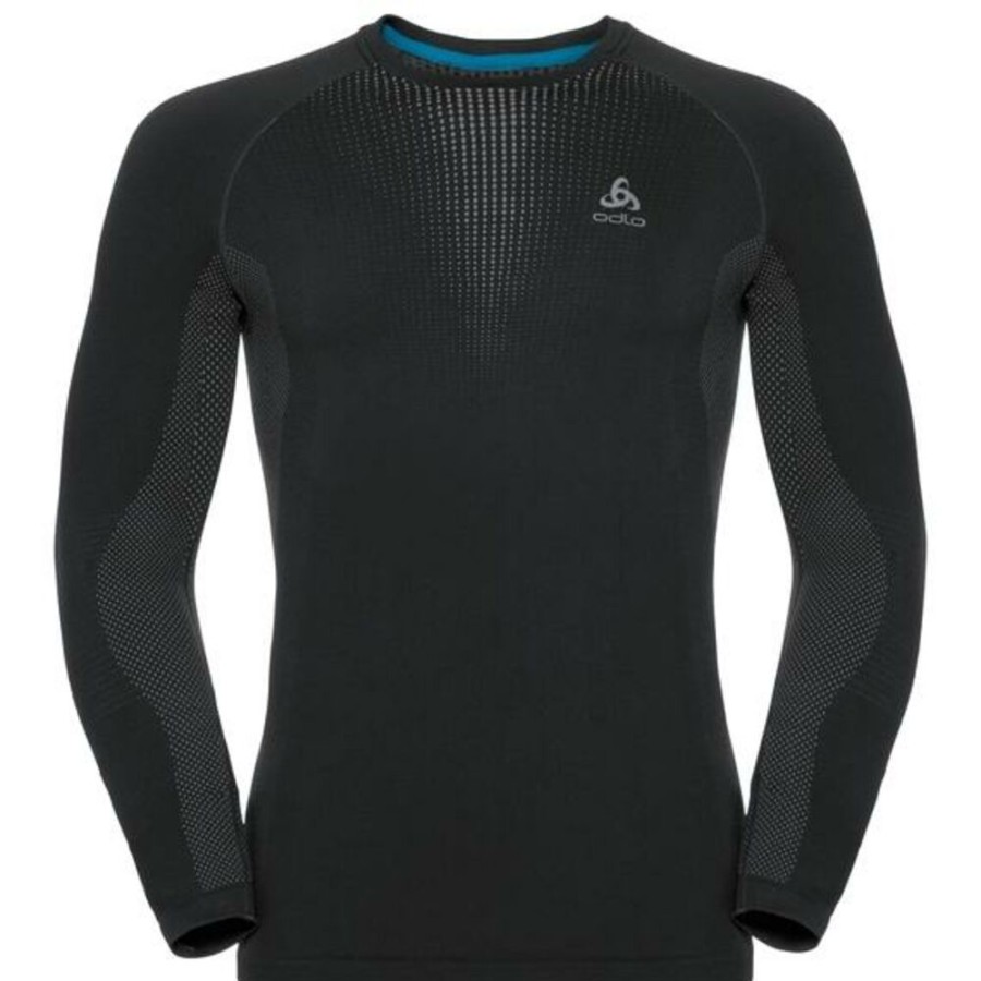 Outdoor Clothing ODLO | Odlo Performance Warm Suw Top Crew Neck L/S 188032 Black-Odlo Concrete Grey