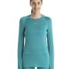 Outdoor Clothing ICEBREAKER | Icebreaker W 125 Zoneknit Ls Crewe Flux Green / Et