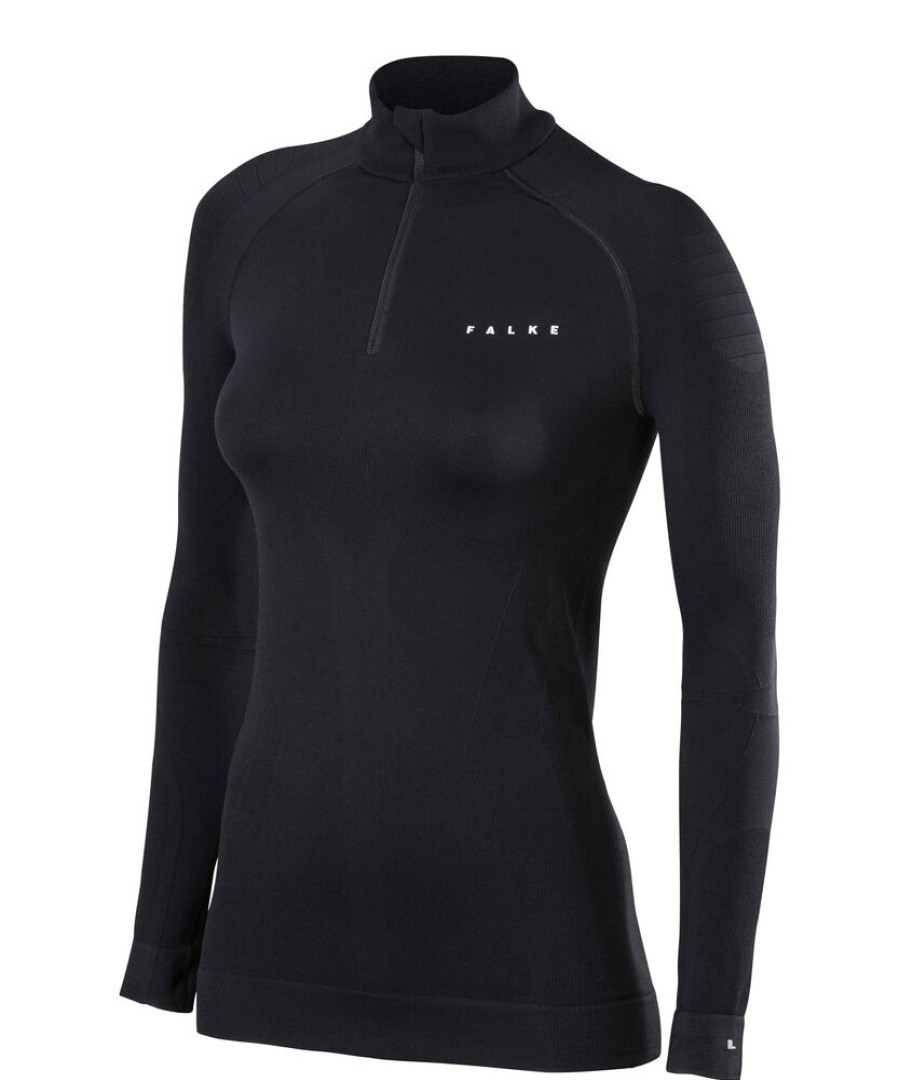 Outdoor Clothing FALKE | Falke Maximumwarm Zip Shirt Women Tight Fit 33040 Black