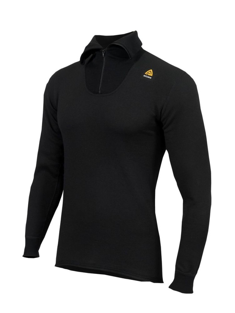 Outdoor Clothing ACLIMA | Aclima Hotwool Polo With Zip Jet Black