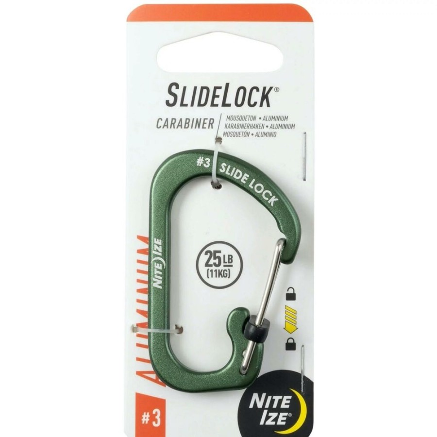 Travel NITE IZE | Nite Ize Carabiner #3 Slidelock Aluminum Green Several