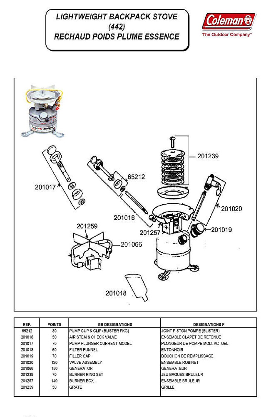 Kamperen COLEMAN | Coleman Valve Assembly 201020 Voor Peak 1 Stove En Exponent Feather Stove Diverse