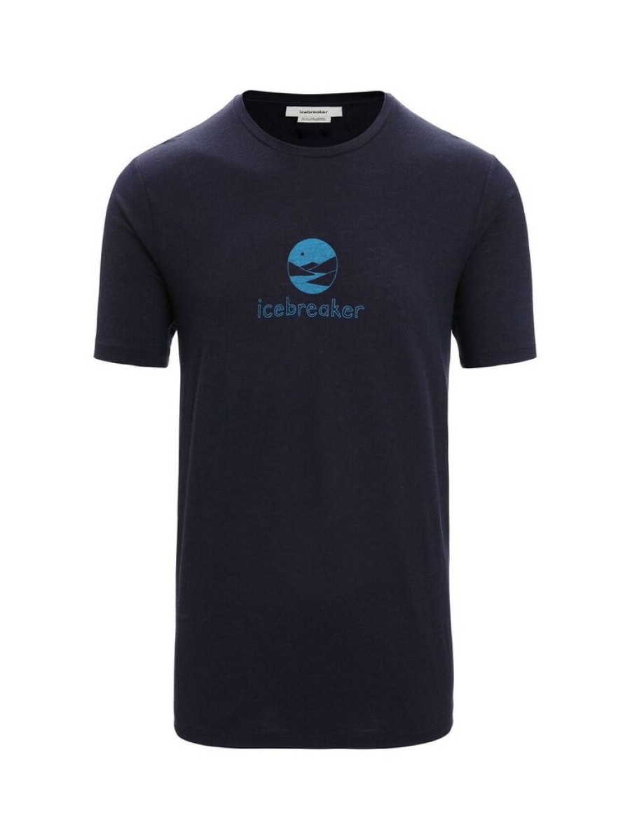 Outdoor Clothing ICEBREAKER | Icebreaker M Tech Lite Ii Ss Tee Ib Essential Logo Midnight Navy