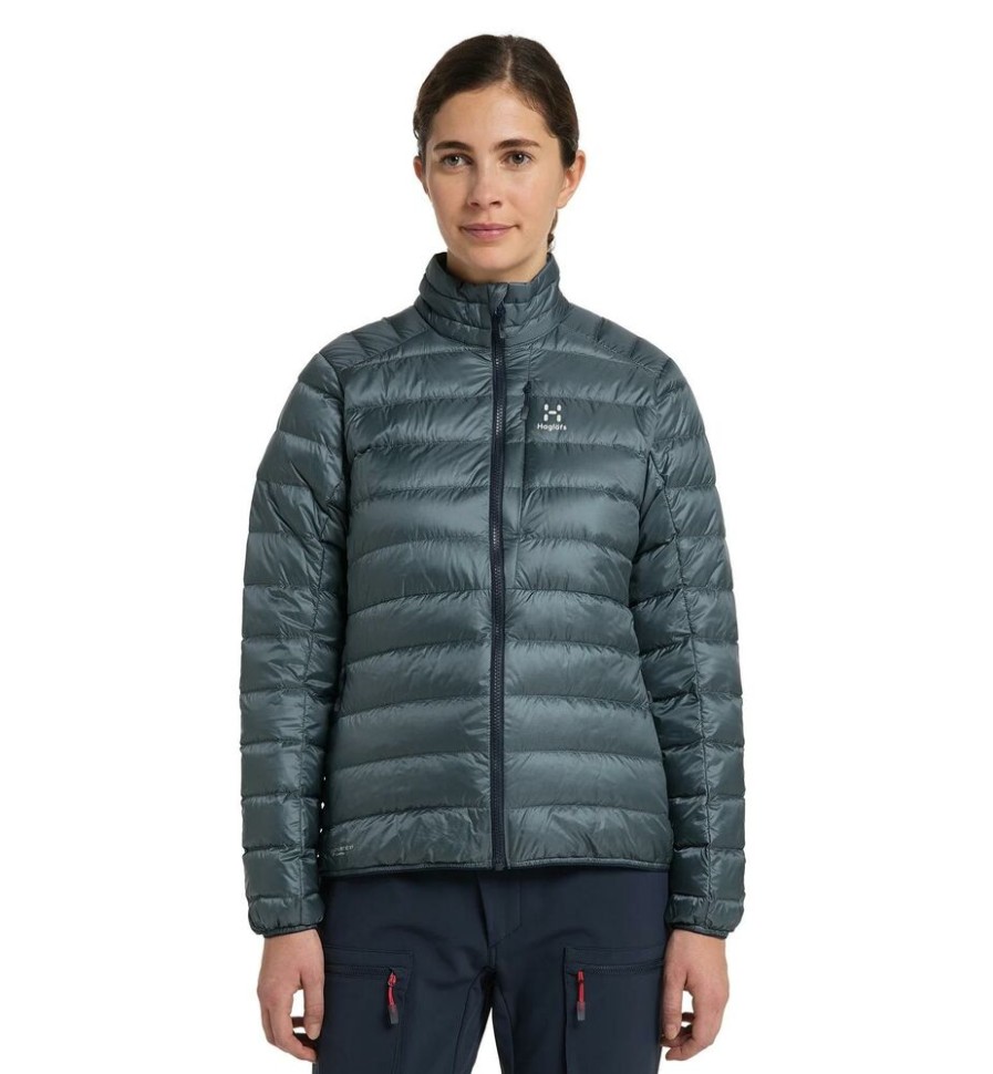 Outdoor Clothing HAGLOFS | Haglofs Roc Down Jacket Women Steel Blue