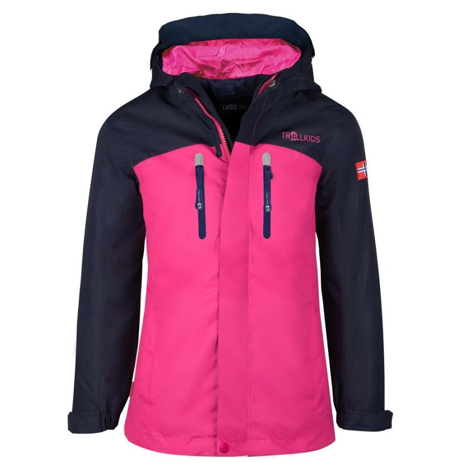 Outdoor Clothing TROLLKIDS | Trollkids Girls Nusfjord Jacket Navy/Magenta