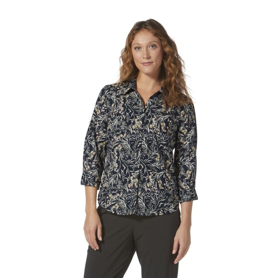 Outdoor Clothing ROYAL ROBBINS | Royal Robbins Expedition Ii Print 3/4 Sleeve W Navy Miramar Pt