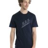 Outdoor Clothing ICEBREAKER | Icebreaker M Merino 150 Tech Lite Ii Ss Tee Natural Ski Tour Midnight Navy