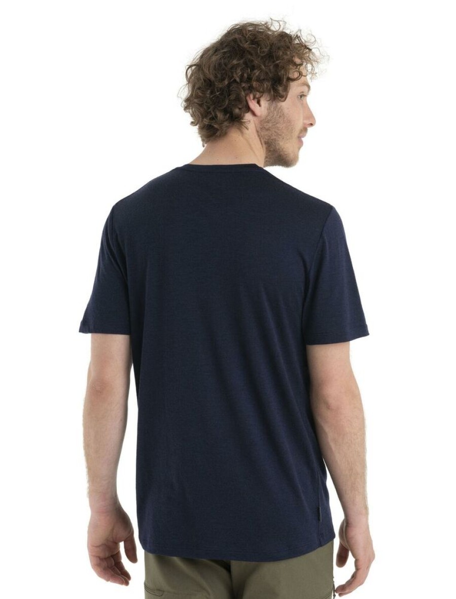 Outdoor Clothing ICEBREAKER | Icebreaker M Merino 150 Tech Lite Ii Ss Tee Natural Ski Tour Midnight Navy