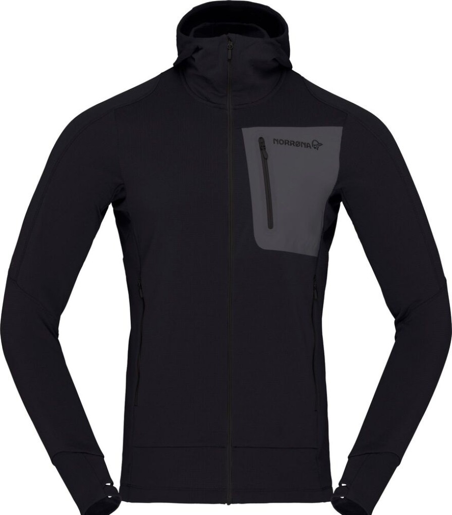 Outdoor Clothing NORRONA | Norrona Falketind Power Grid Hood M'S Caviar Black