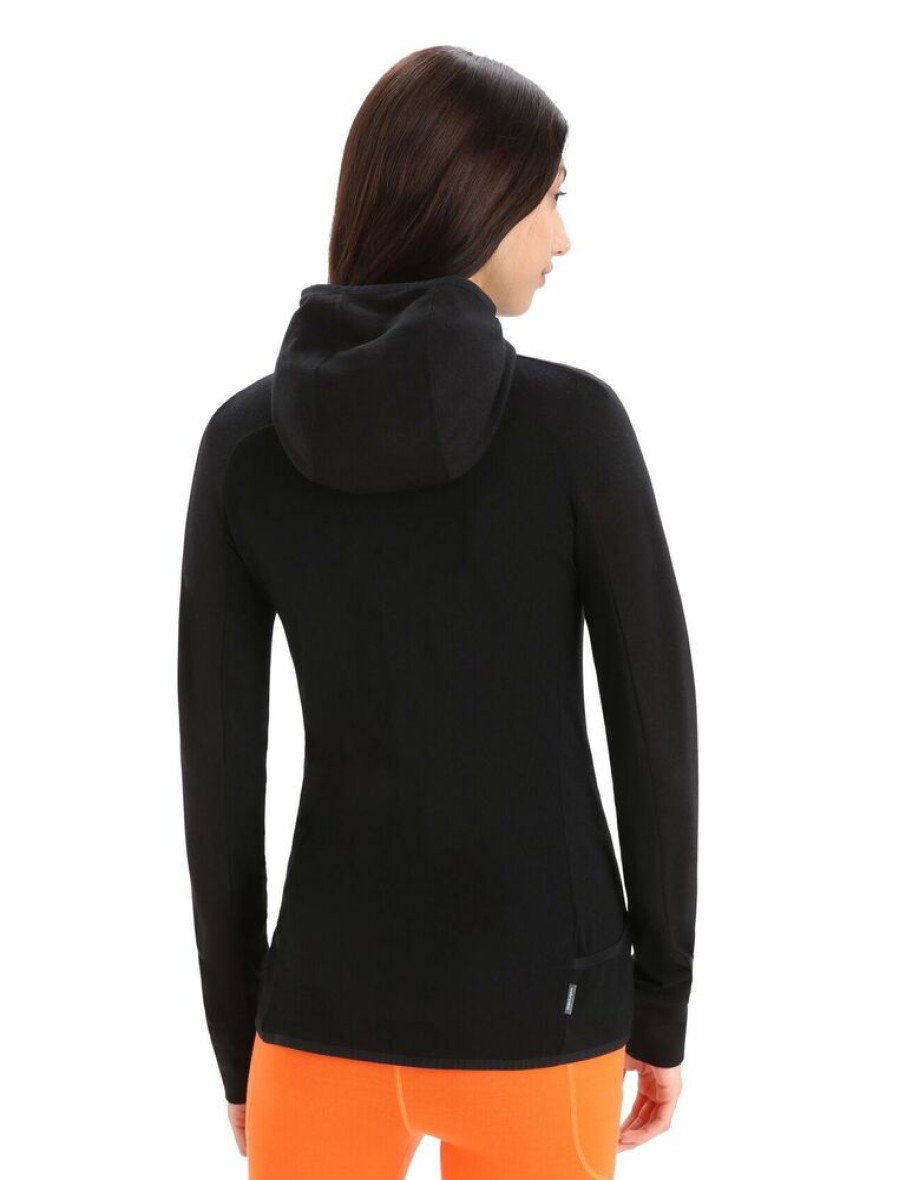 Outdoor Clothing ICEBREAKER | Icebreaker W Merino Quantum Zoneknit Ls Zip Hoody Black