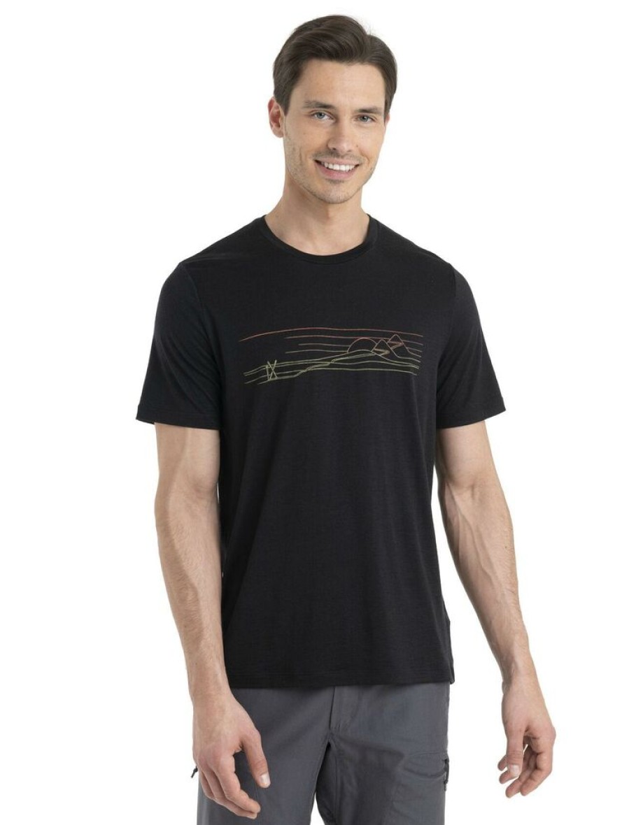 Outdoor Clothing ICEBREAKER | Icebreaker M Tech Lite Ii Ss Tee Ski Stripe