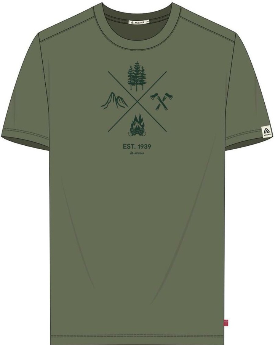 Outdoor Clothing ACLIMA | Aclima Lightwool Classic Tee X Print Women Ranger Green