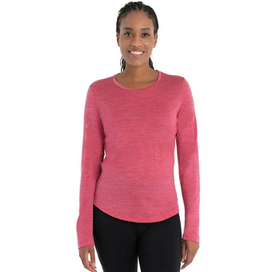 Outdoor Clothing ICEBREAKER | Icebreaker W Sphere Ii Ls Tee Electron Pink Hthr