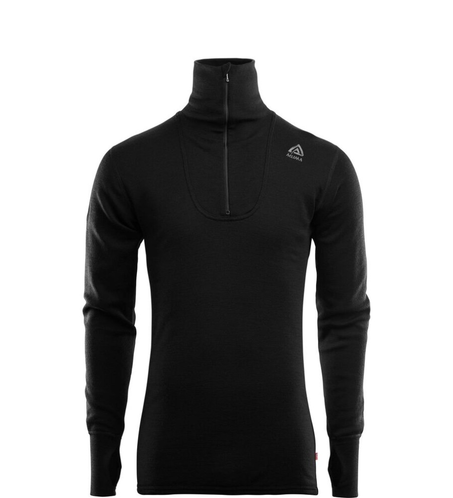 Outdoor Clothing ACLIMA | Aclima Doublewool Polo W/Zip Men Jet Black/Marengo