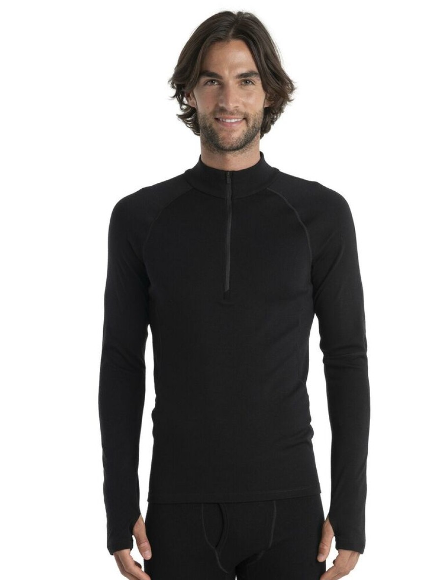 Outdoor Clothing ICEBREAKER | Icebreaker M 300 Merinofine Polar Ls Half Zip Black