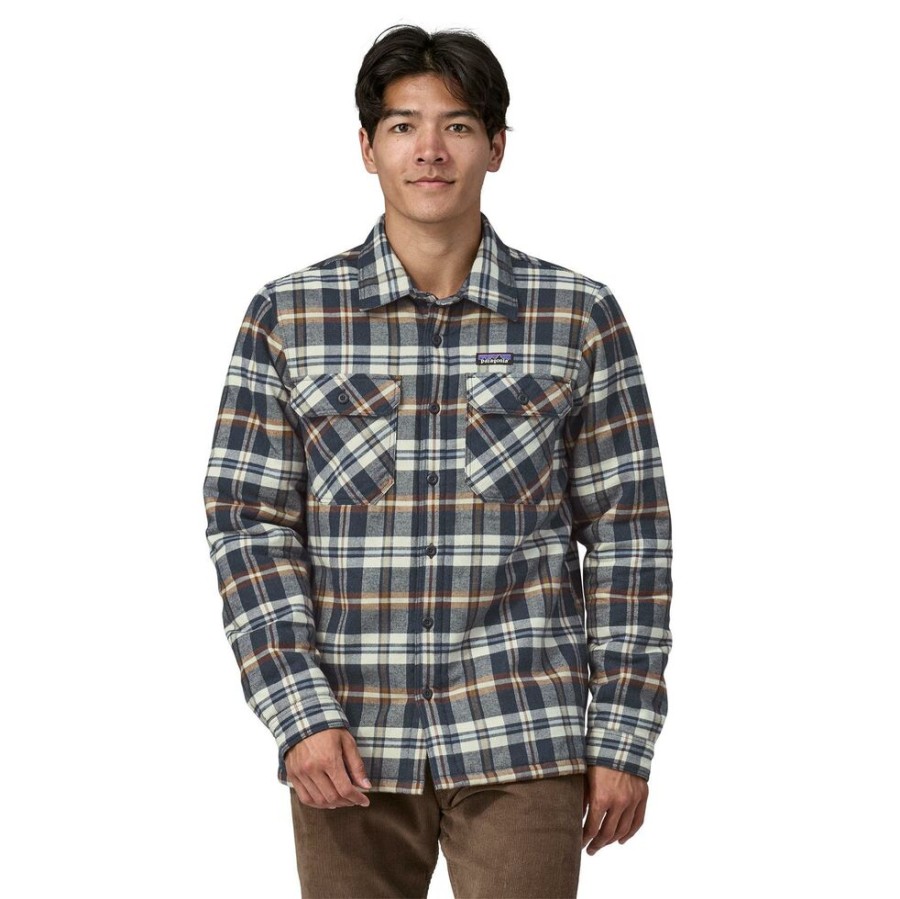 Outdoor Clothing PATAGONIA | Patagonia M´S Insulated Organic Cotton Mw Fjord Flannel Shirt Fields New Navy