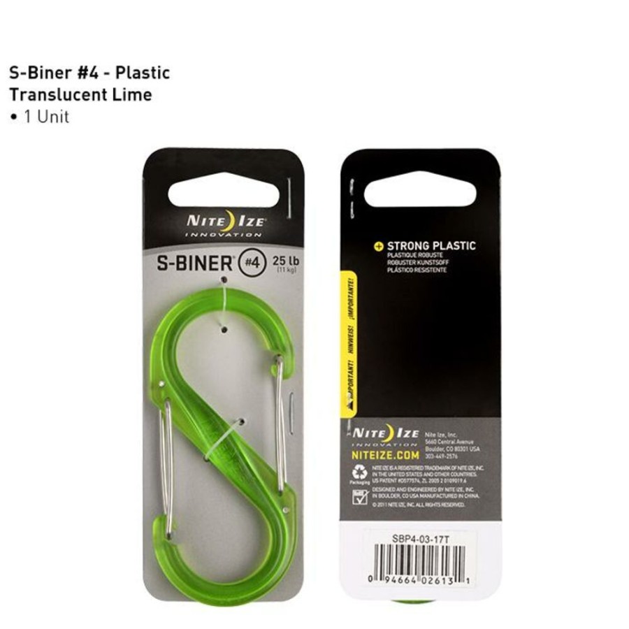 Travel NITE IZE | Nite Ize S-Biner Plastic #4 Lime Translucent Several