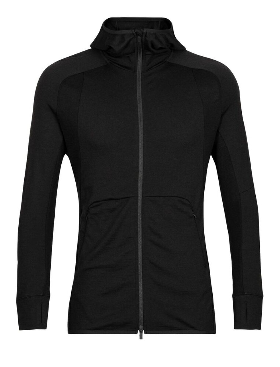 Outdoor Clothing ICEBREAKER | Icebreaker M Quantum Zoneknit Ls Zip Hoody Black