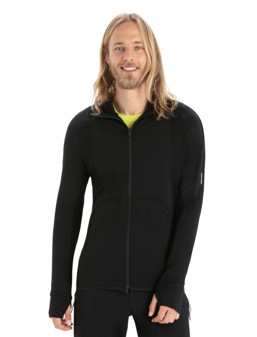 Outdoor Clothing ICEBREAKER | Icebreaker M Quantum Zoneknit Ls Zip Hoody Black