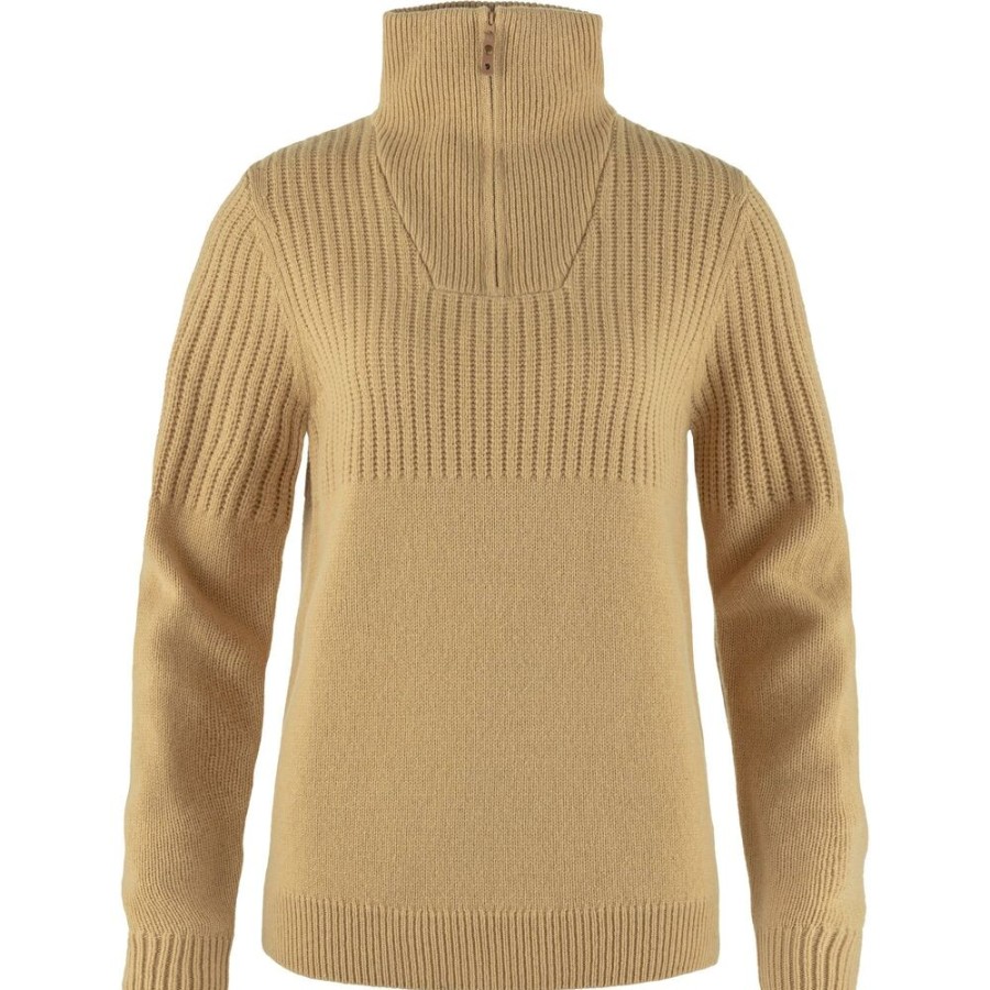 Outdoor Clothing FJALLRAVEN | Fjallraven Ovik Half Zip Knit W Dune Beige