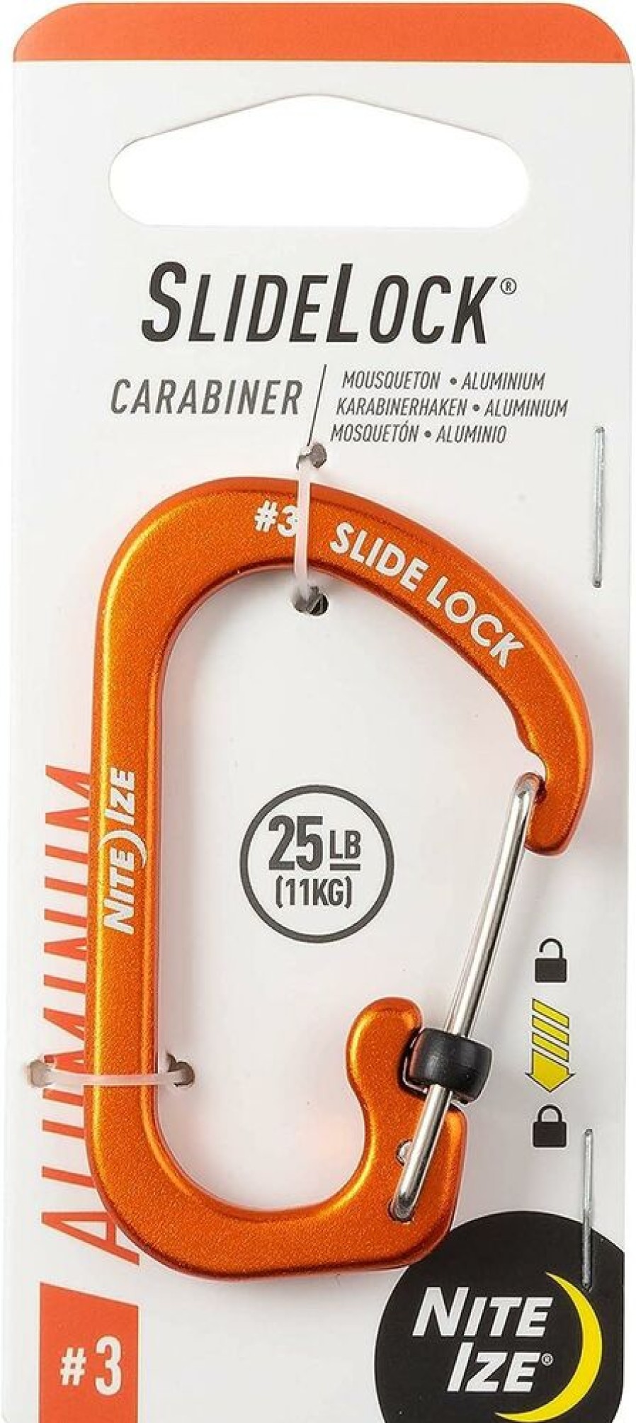 Travel NITE IZE | Nite Ize Carabiner #3 Sidelock Aluminum Orange Several