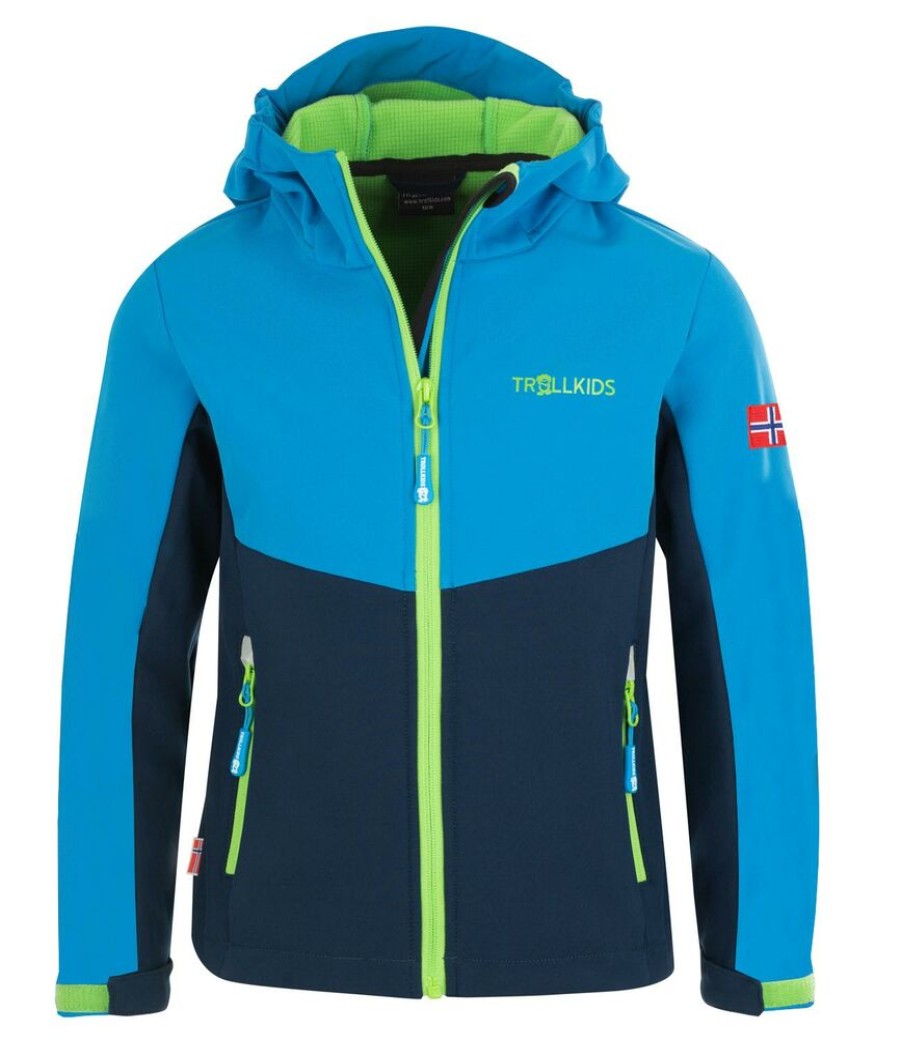 Outdoor Clothing TROLLKIDS | Trollkids Kids Kristiansand Jacket Navy/Medium Blue/Green