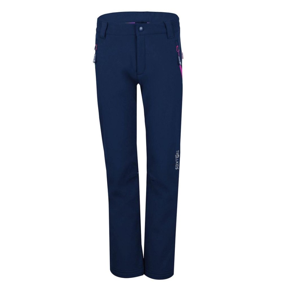 Outdoor Clothing TROLL KIDS | Trollkids Kids Fjell Softshell Pant Navy/Magenta