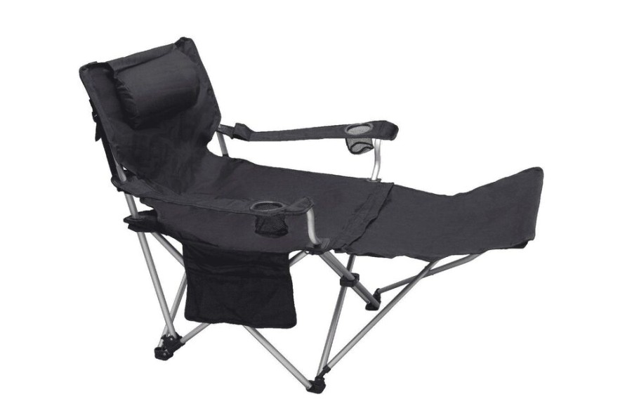 Kamperen BASICNATURE | Basicnature Travelchair Luxus Black Diverse