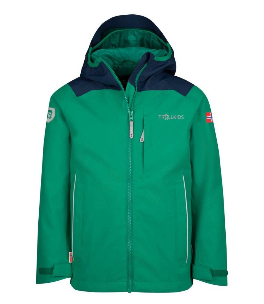 Outdoor Clothing TROLLKIDS | Trollkids Kids Bergen Jacket Pepper Green/Navy