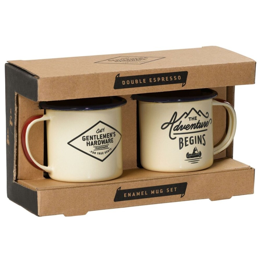 Kamperen WILD & WOLF | Wild & Wolf Double Eespresso Mug Set 2 Emaille Kopjes Diverse