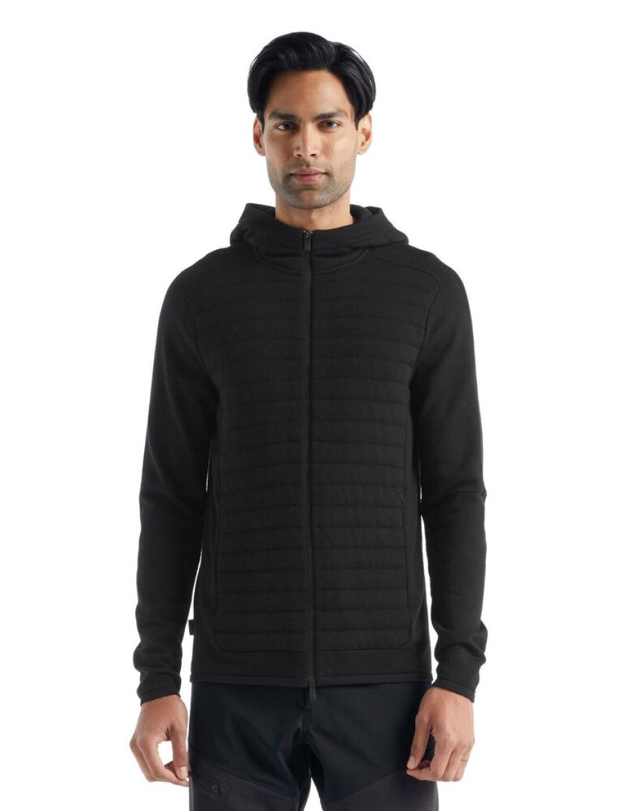 Outdoor Clothing ICEBREAKER | Icebreaker M Zoneknit Ls Zip Hood Black