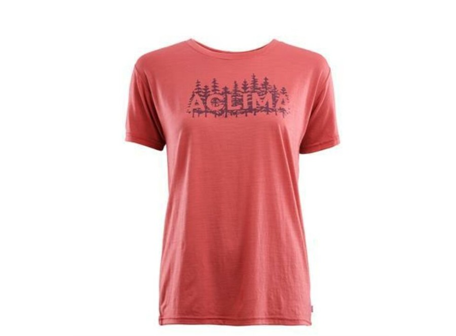 Outdoor Clothing ACLIMA | Aclima Lightwool Classic Tee Woodprints Women Baked Apple