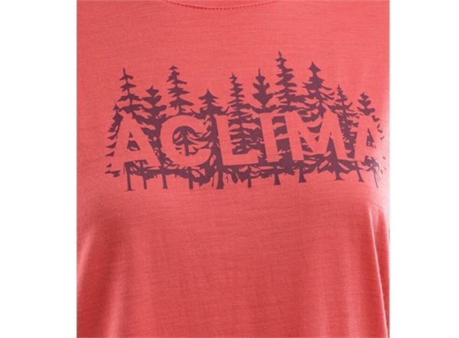 Outdoor Clothing ACLIMA | Aclima Lightwool Classic Tee Woodprints Women Baked Apple