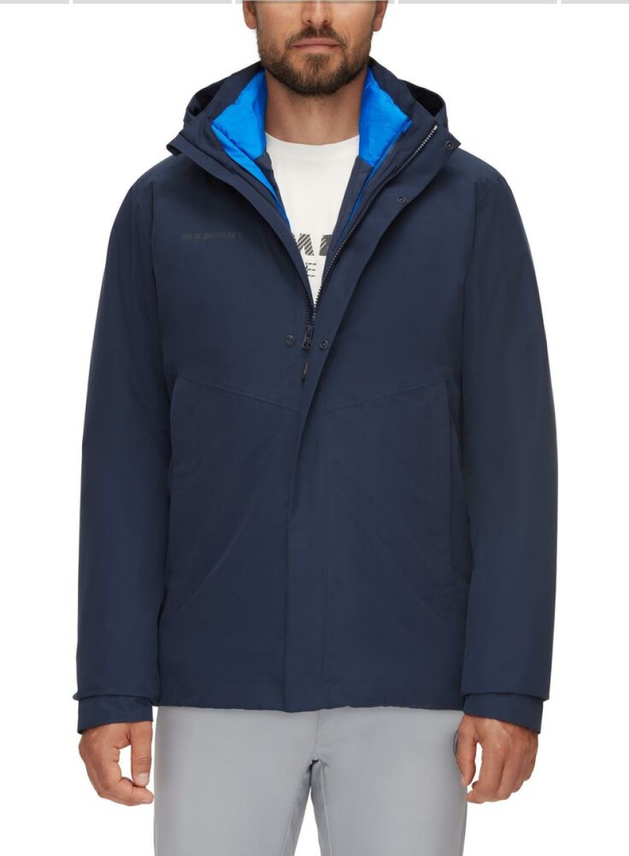 Outdoor Clothing MAMMUT | Mammut Trovat 3 In 1 Hs Hooded Jacket Men Marine-Ice