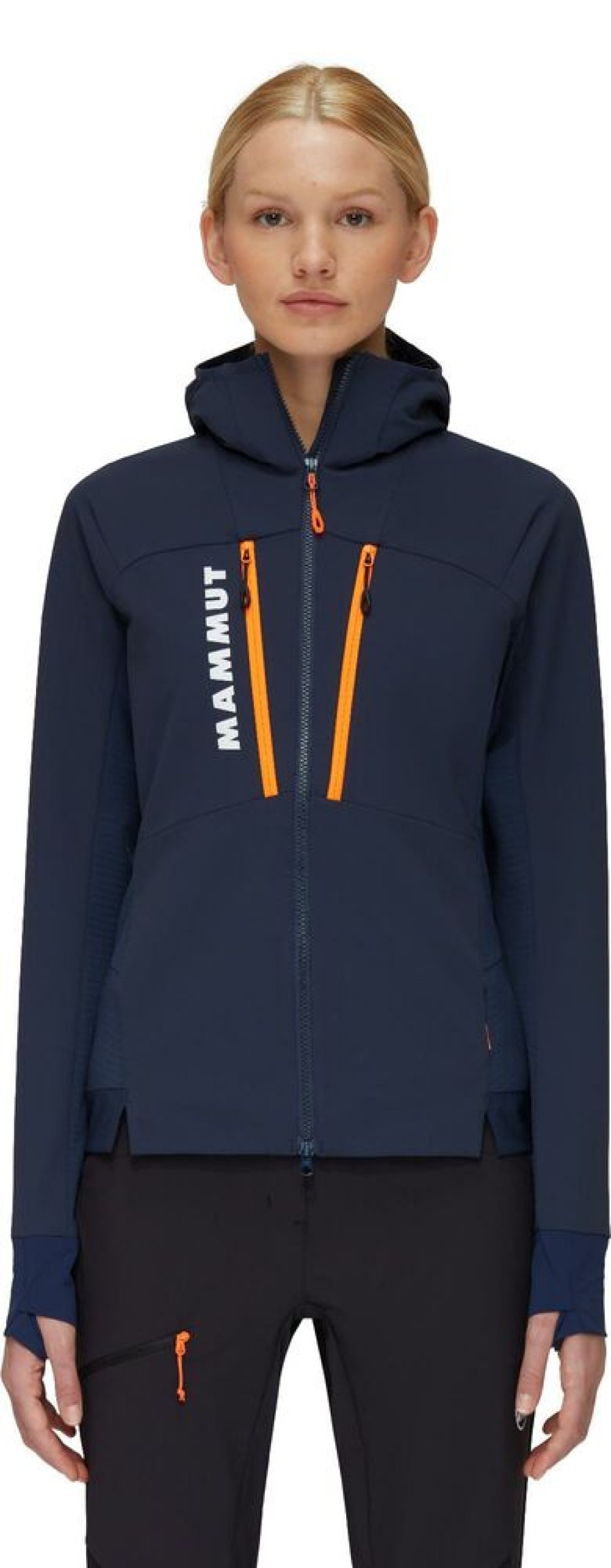 Outdoor Clothing MAMMUT | Mammut Aenergy So Hybrid Hooded Jacket Women Marine-Vibrant Orange