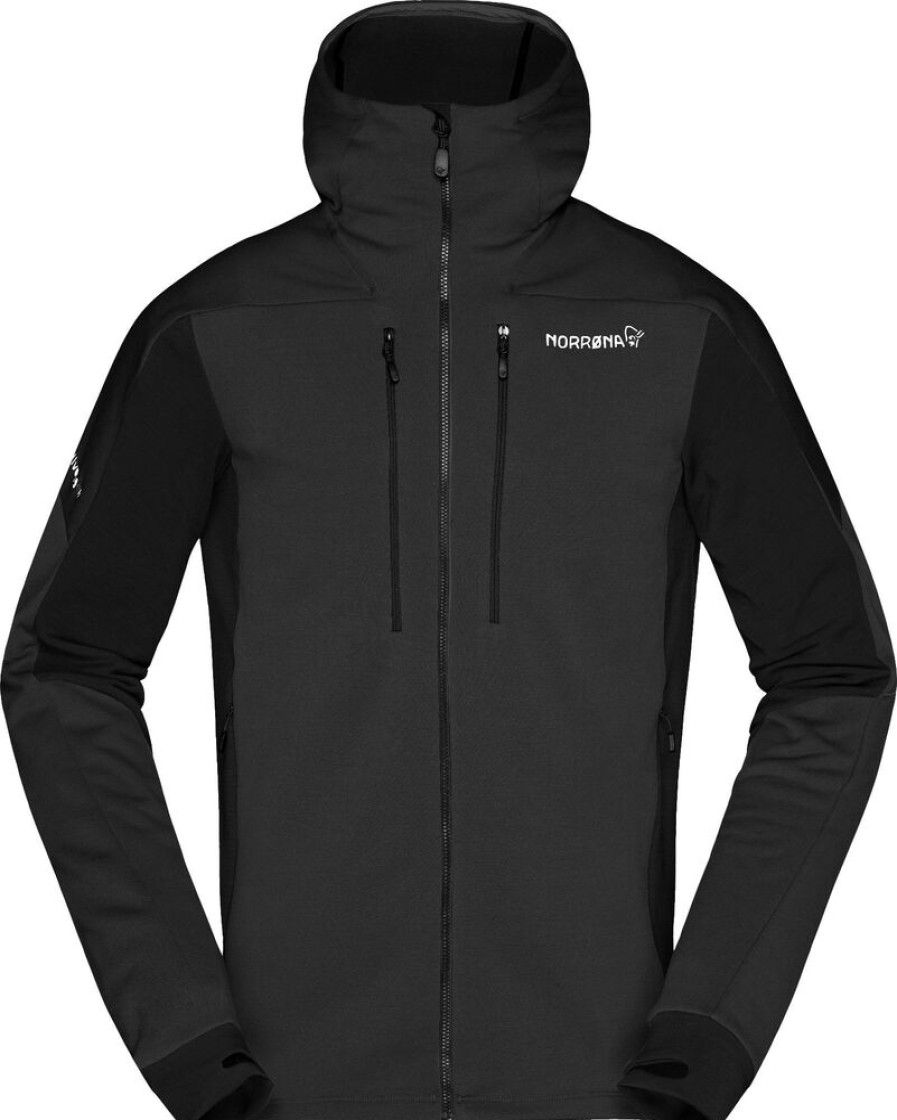 Outdoor Clothing NORRONA | Norrona Trollveggen Powerstretch Pro Zip Hood Caviar Black